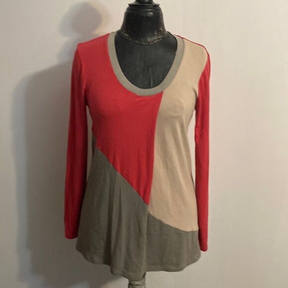 Adrienne Vittandi pink/gray/beige top, size medium - Picture 1 of 3